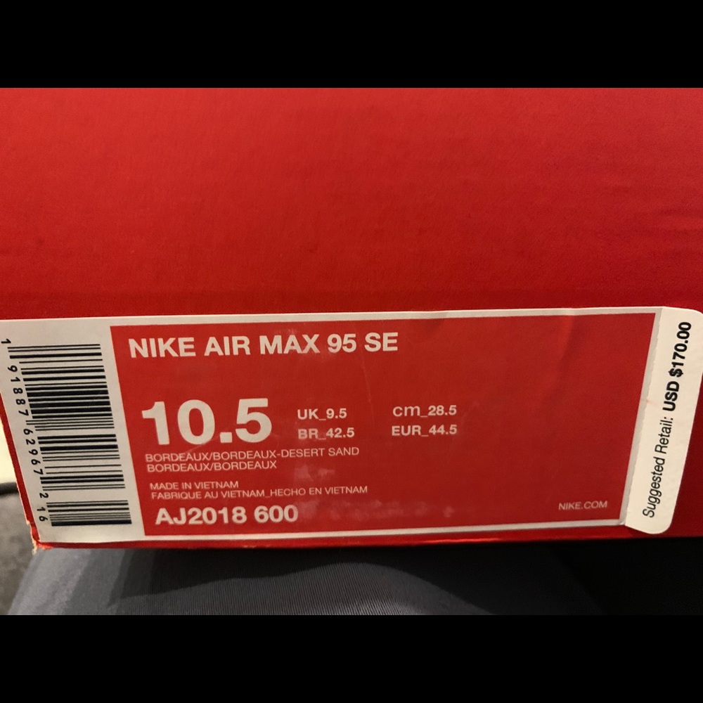 Brand new Nike Air Max 95 SE Bordeux Multiple size - Picture 7 of 7
